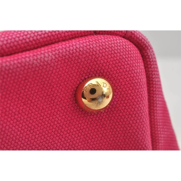 Authentic PRADA Canapa Canvas 2Way Hand Tote Bag Purse Pink with strap Beautiful - Picture 12 of 17